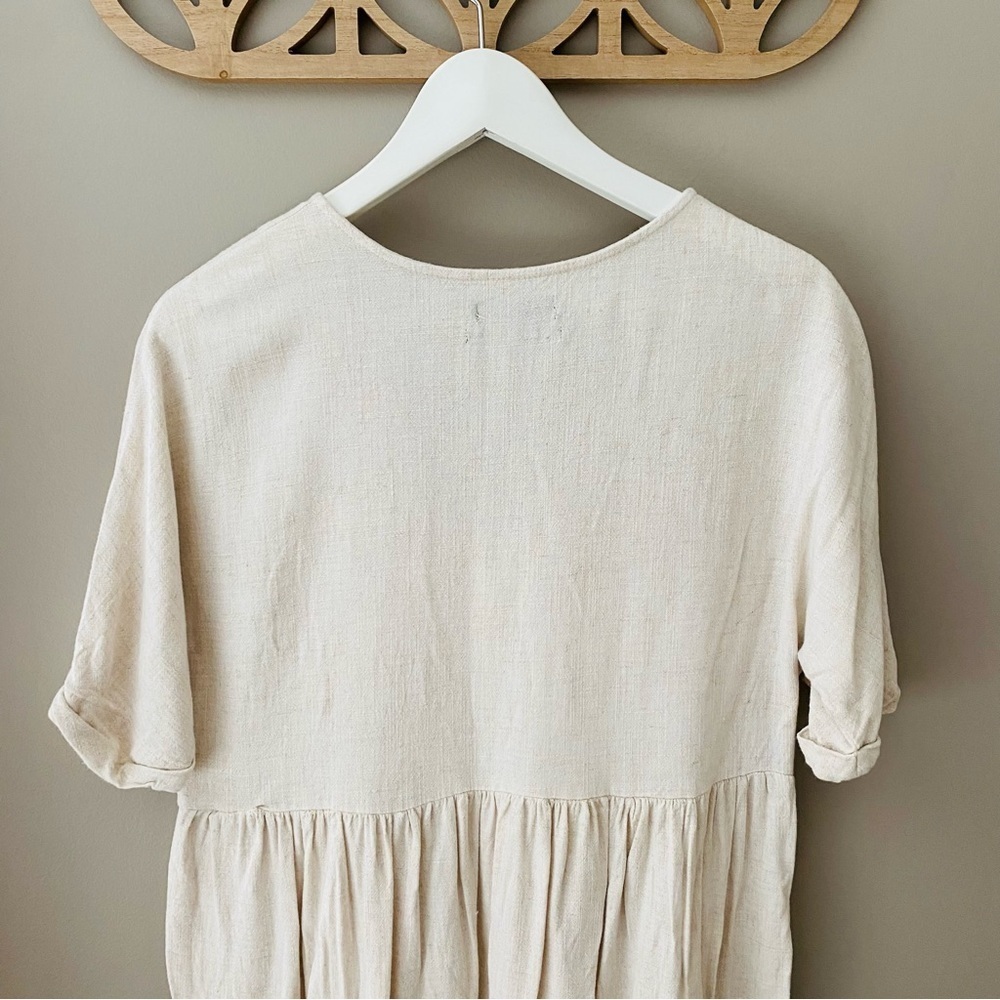 Urban Outfitters Button Up Short Sleeve Top Cream Sz Small - Picture 9 of 11